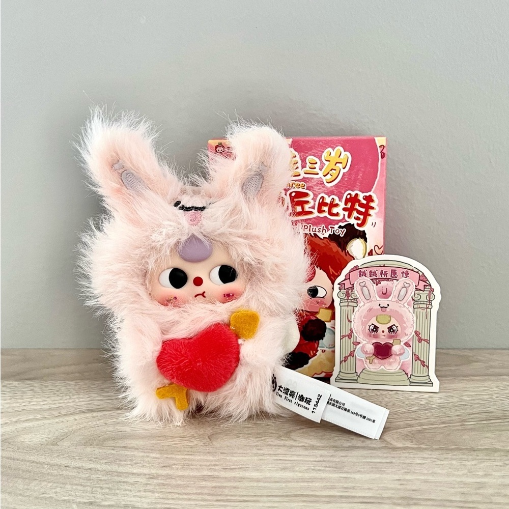 Baby Three Mini Cupid Plush Pendant - Pink Bunny Cupid